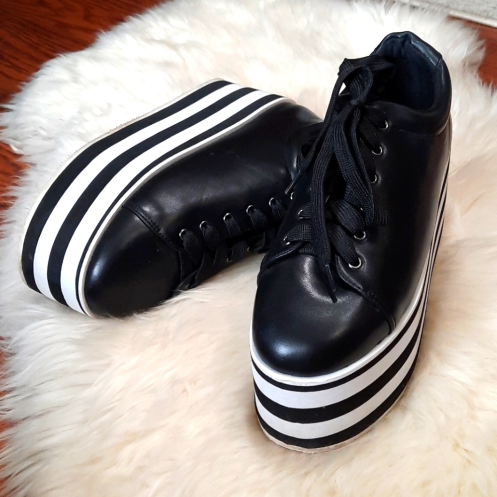 N.Y.L.A Striped Platform Goth Sneakers